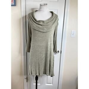 Last Tango Tunic Top Dress Womens One Size Green Cowl Neck Handkerchief Hem